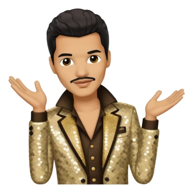 El DeBarge with dark brown hair, beige sequin outfit sticker