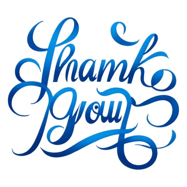 Creative Calligraphy  Blue thank you  sticker