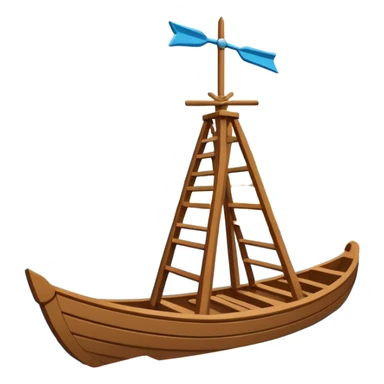Emoji-style illustration of a guide vane / river training structure (Lenkbuhne), flat vector look, bold outlines, minimal details, no background sticker