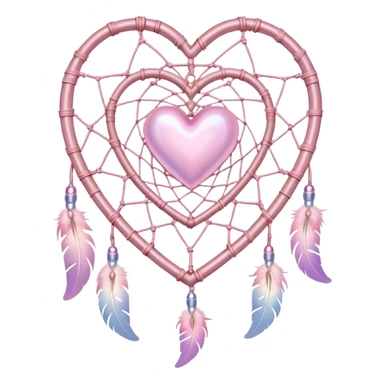 Iridescent pastel pink heart-shaped rosy dreamcatcher sticker