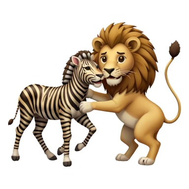 A lion attacking a zebra  sticker