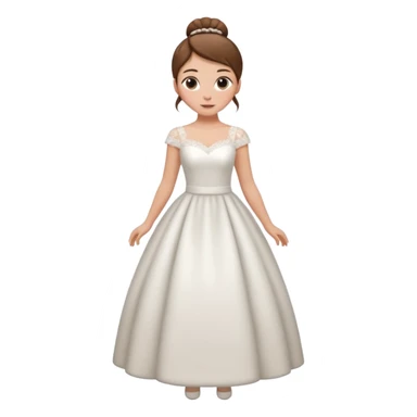 Chica blanca, pelo castaño con mondongos recogido, vestido novia invierno, cuerpo entero sticker