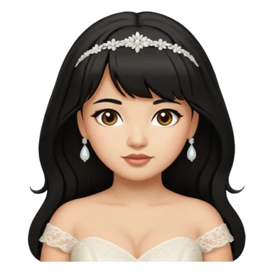 Latina girl with bangs black long hair plus size wedding dress sticker