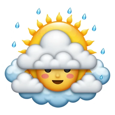 a sun with a large cloud blocking it with rain with no face sticker