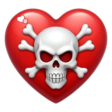 red spinning heart with a evil skull inside of it sticker