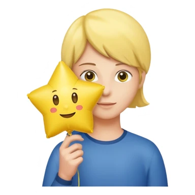 holding yellow star balloon sticker