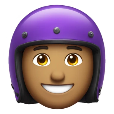 purple Motorcycle helmet with man with happy face sticker