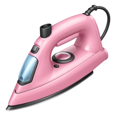 A baby pink hair iron in iOS emoji style, 3D icon, plastic texture, soft reflection, minimalist design. sticker