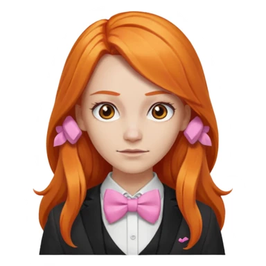 In A Clash Of Clans Aesthetic long orange hair woman with pink bowtie sticker