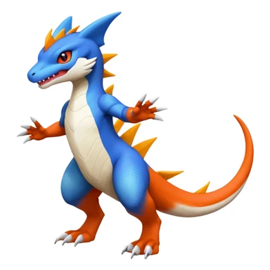 Garchomp-Veemon-Digimon-Latias-Peppercat-Pokémon-Flamedramon-fusion-animal-hybrid-creature, Full body  sticker