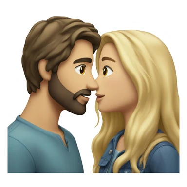 Brunette guy with beard kissing blond girl with long hair sticker