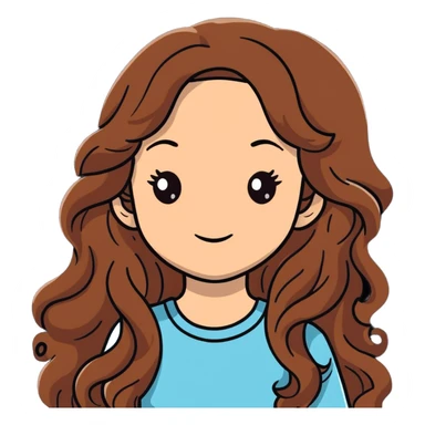 girl with long wavy brown hair and fair skin sticker