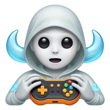 a ghost playing video games sticker