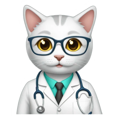 Doctor cat with glasses and clipboard female sticker