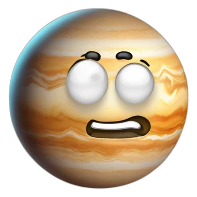 planet jupiter with a cartoon thoughtful face sticker