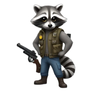 Raccoon with a gun sticker