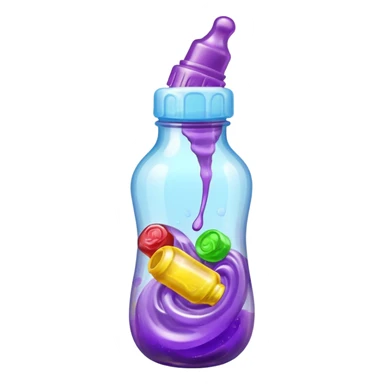 baby bottle with purple liquid and jolly ranchers sticker