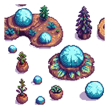 alien planet with strange plants sticker