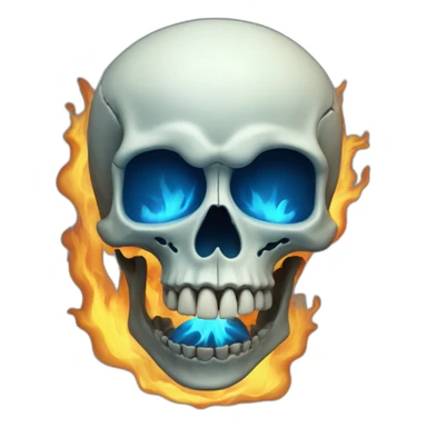 skull with open mouth in blue fire sticker
