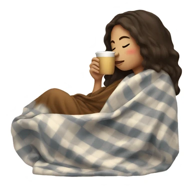 girl brunette inside a blanket sipping coffee eyes closed sticker