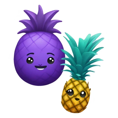 teal seal and purple pineapple sticker