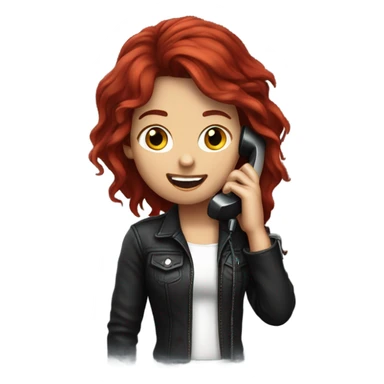 Dark red haired rockstar girl talking on the phone sticker