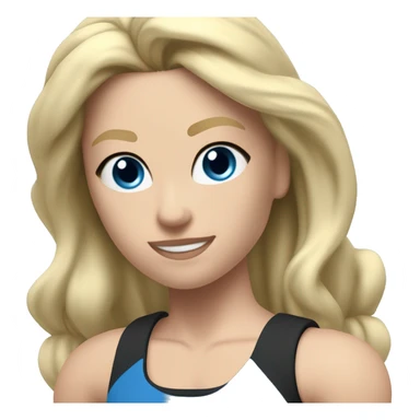 Close up Actively biceps  with hands Pale skinned Fit woman With the biceps and blonde hair in dark gray Sleeveless Mike, black sports shorts, watch and white Sneakers and Blue Eyes  sticker