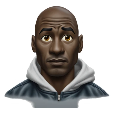Michael Jordan in a jacket holds his head and is sad photorealistic serious sticker