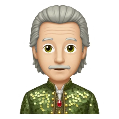 Johann Konrad Dippel (1673-1734) with gray hair, olive sequin outfit sticker