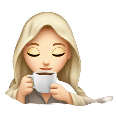 White Girl inside a blanket sipping coffee eyes closed sticker