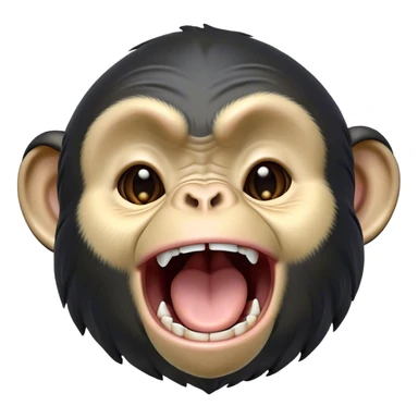 Cinematic Cute Yawning Chimpanzee Portrait Emoji, Head tilted slightly with a dramatic, wide-open yawn, showcasing a gently textured face with half-closed, drowsy eyes and an open, relaxed expression, Simplified yet irresistibly adorable features, highly detailed, glowing with a soft, cozy glow, high shine, relaxed yet expressive, stylized with a dash of whimsical primate charm, soft glowing outline, capturing the essence of a drowsy yet affectionate guardian that seems ready to stretch out for a nap! sticker