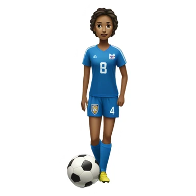 A Soccer Player women with number 4 with a crown and a Ball under her foot   sticker