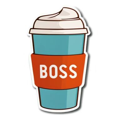 Coffee with writing on the cup "boss babe" sticker