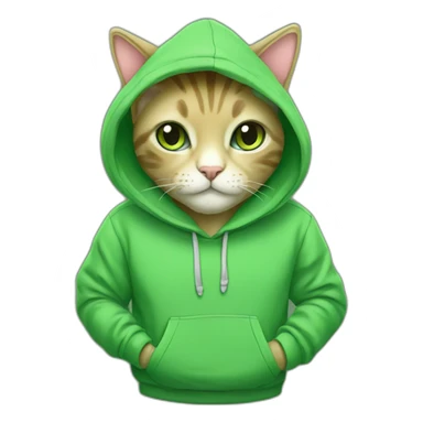 cute plant cat in green hoodie sticker