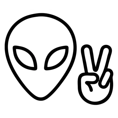 alien peace sign sticker