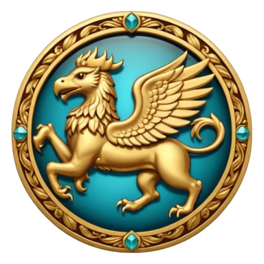 Golden griffin crest / brosch in a circle sticker