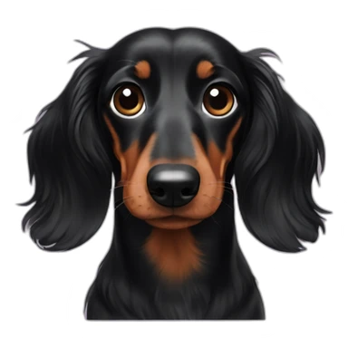 All Black long haired dachshund sticker