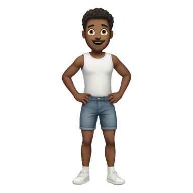 guy putting on shorts sticker