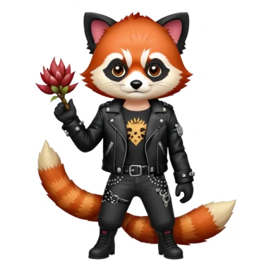 full body punk red panda with red roots and black hair sticker