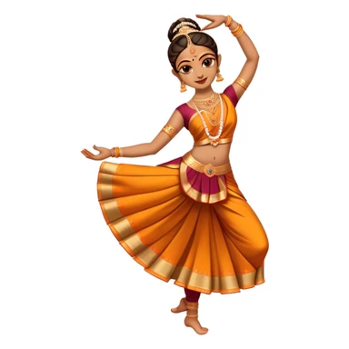 cinematic-realistic-bharatanatyam-dance-emoji,-depicted-as-an-elegant-classical-indian-dance-performance-with-graceful-poses,-intricate-costumes,-and-expressive-hand-gestures,-rendered-with-rich-textures-and-warm-dramatic-lighting, single dancer full body  sticker