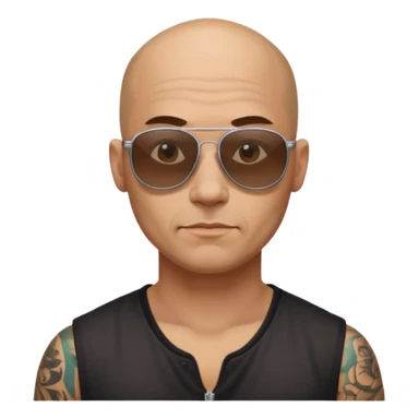   tattooed baldies with  sun glass sticker
