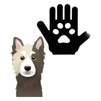 fingerless gloves and dog shadow sticker