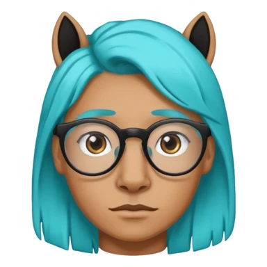black horse head with turquoise hair and glasses sticker