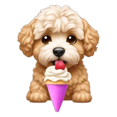 Maltipoo eating ice cream sticker