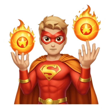 A superhero with two fireballs on his hand sticker
