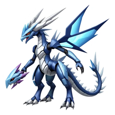 Cool Edgy Shiny Futuristic Ethereal Legendary Dialga-Digimon-Palkia-Kyurem-hybrid full body sticker