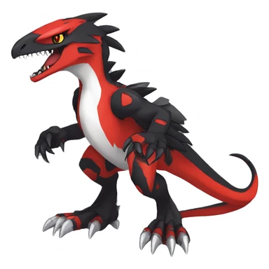  Cool Edgy Black Red White Digimon-Fakemon-Raptor-Reptile full body sticker