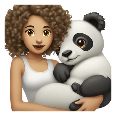 Long curly haired lightskin girl with cute panda sticker