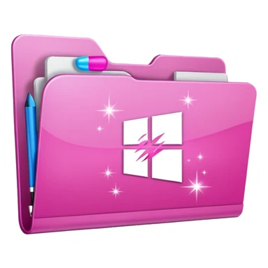 windows 10 folder light sparkles pink plain with brush logo sticker