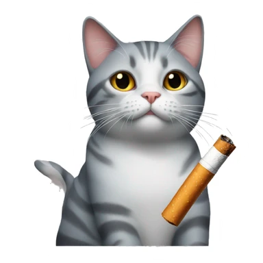 cat with a cigarette sticker